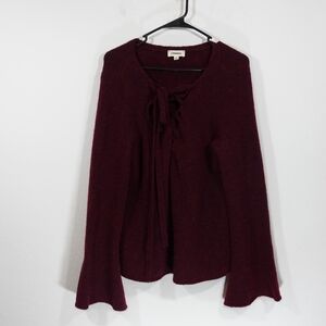 L'AGENCE Candela Lace Up Sweater pullover burgundy large